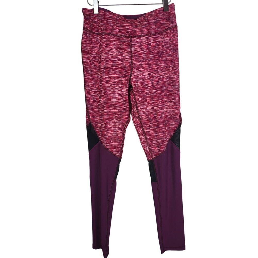 NYL Leggings Medium Womens Purple Pink Heathered Skinny leg Mesh Side‎ Mid Rise